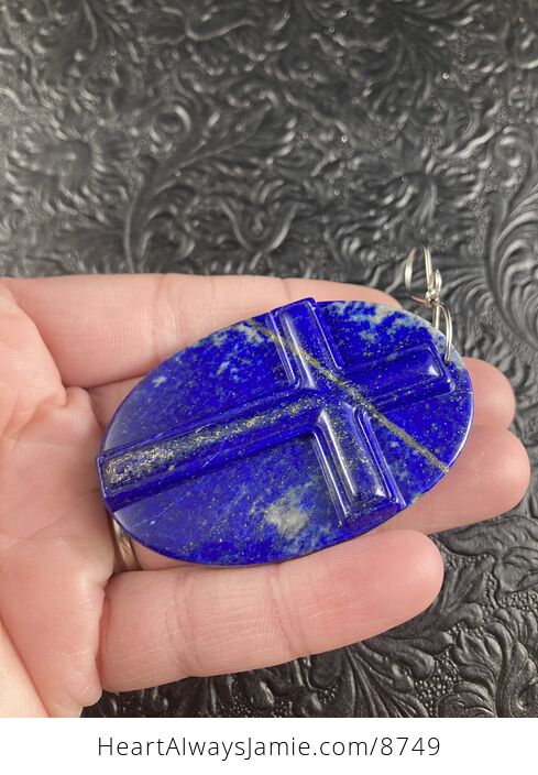 Lapis Lazuli Cross Stone Jewelry Pendant Mini Art Ornament - #6WtnKW97WQc-2