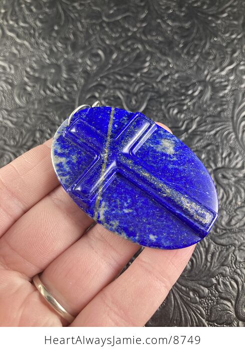Lapis Lazuli Cross Stone Jewelry Pendant Mini Art Ornament - #6WtnKW97WQc-3
