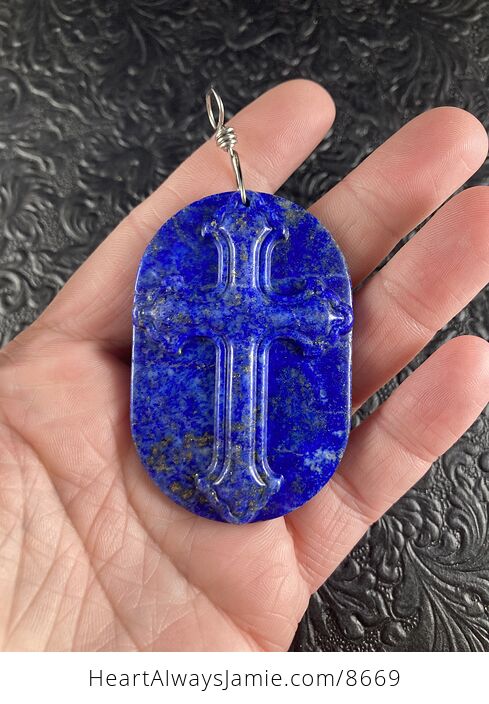 Lapis Lazuli Cross Stone Jewelry Pendant Mini Art Ornament - #BDxC0X44zPU-2