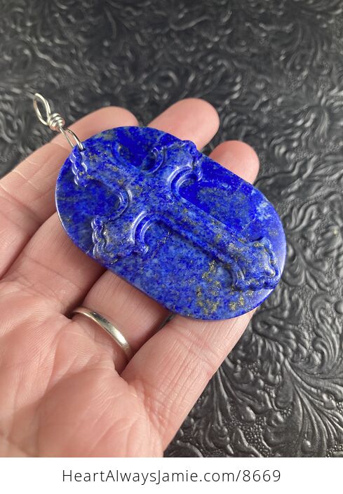 Lapis Lazuli Cross Stone Jewelry Pendant Mini Art Ornament - #BDxC0X44zPU-4