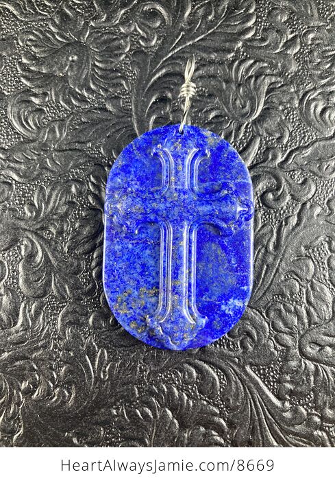 Lapis Lazuli Cross Stone Jewelry Pendant Mini Art Ornament - #BDxC0X44zPU-1