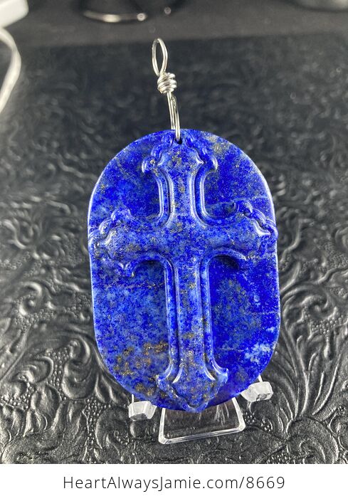 Lapis Lazuli Cross Stone Jewelry Pendant Mini Art Ornament - #BDxC0X44zPU-6