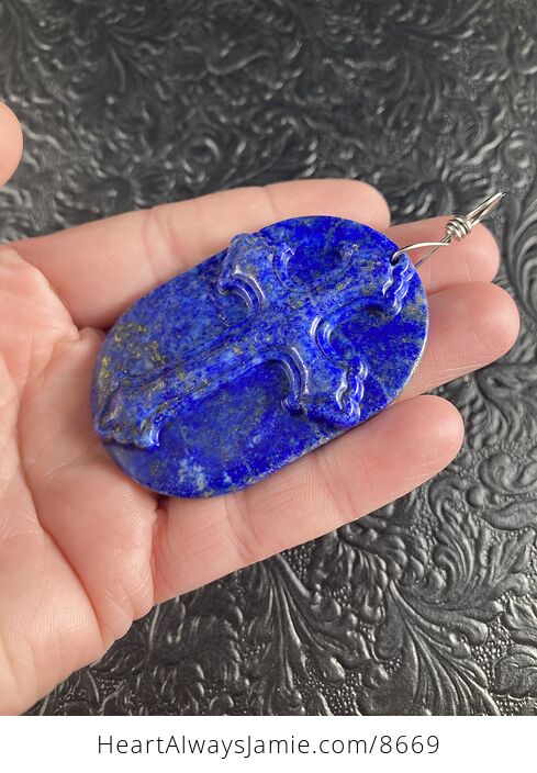 Lapis Lazuli Cross Stone Jewelry Pendant Mini Art Ornament - #BDxC0X44zPU-3