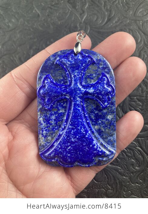Lapis Lazuli Cross Stone Jewelry Pendant Mini Art Ornament - #EY13u8ujxa4-1