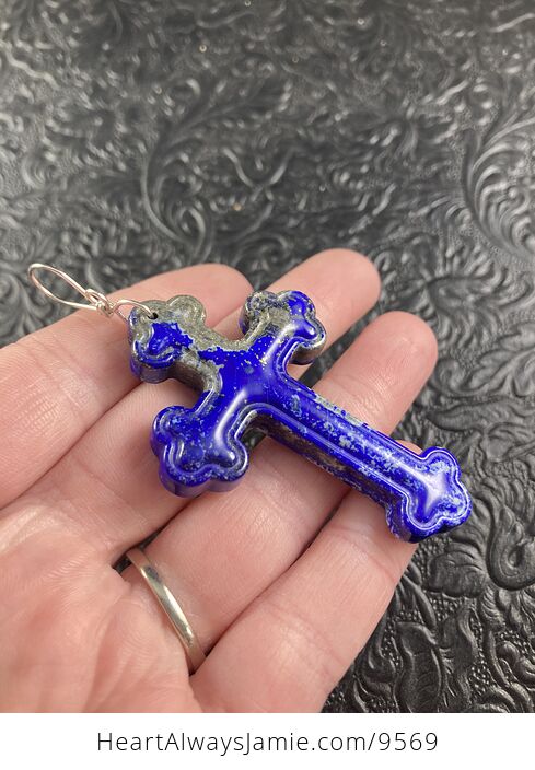 Lapis Lazuli Cross Stone Jewelry Pendant Mini Art Ornament - #M4NvDxlEbrI-3