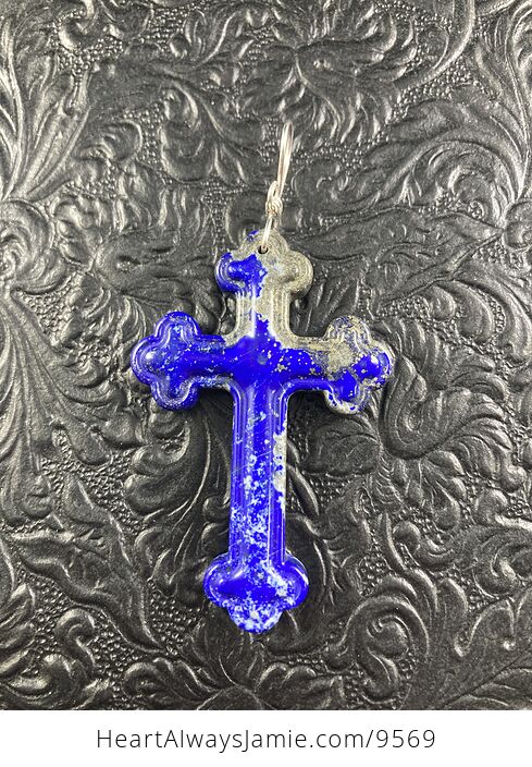 Lapis Lazuli Cross Stone Jewelry Pendant Mini Art Ornament - #M4NvDxlEbrI-5