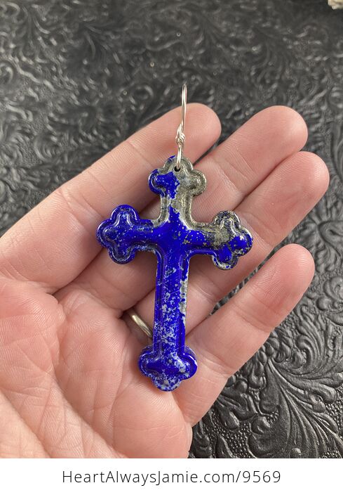 Lapis Lazuli Cross Stone Jewelry Pendant Mini Art Ornament - #M4NvDxlEbrI-1