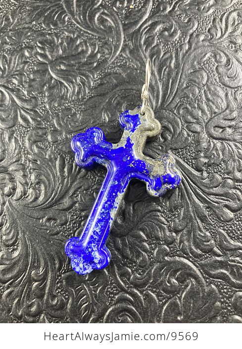 Lapis Lazuli Cross Stone Jewelry Pendant Mini Art Ornament - #M4NvDxlEbrI-6