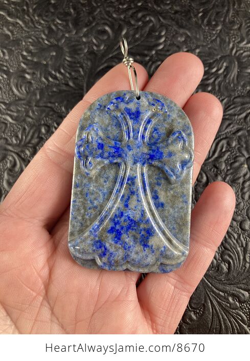 Lapis Lazuli Cross Stone Jewelry Pendant Mini Art Ornament - #nnS0kULV9rQ-1