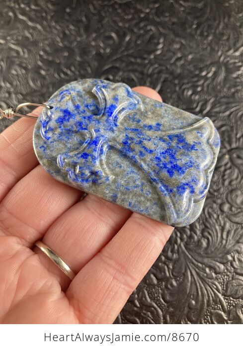 Lapis Lazuli Cross Stone Jewelry Pendant Mini Art Ornament - #nnS0kULV9rQ-5
