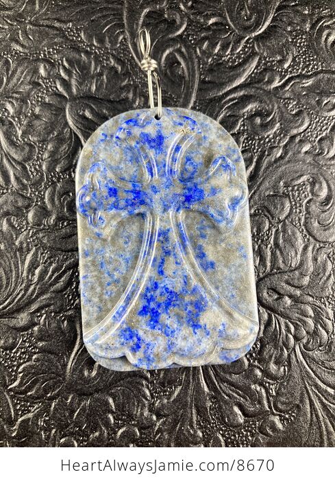 Lapis Lazuli Cross Stone Jewelry Pendant Mini Art Ornament - #nnS0kULV9rQ-3