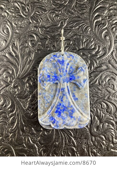 Lapis Lazuli Cross Stone Jewelry Pendant Mini Art Ornament - #nnS0kULV9rQ-6