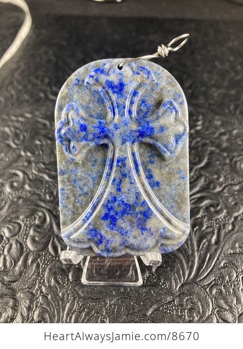 Lapis Lazuli Cross Stone Jewelry Pendant Mini Art Ornament - #nnS0kULV9rQ-2