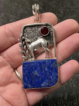 Lapis Lazuli Crystal Stone Deer Jewelry Pendant #VqzmvnjRdVM