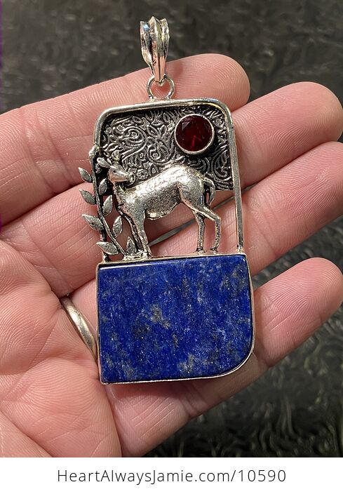 Lapis Lazuli Crystal Stone Deer Jewelry Pendant - #VqzmvnjRdVM-1