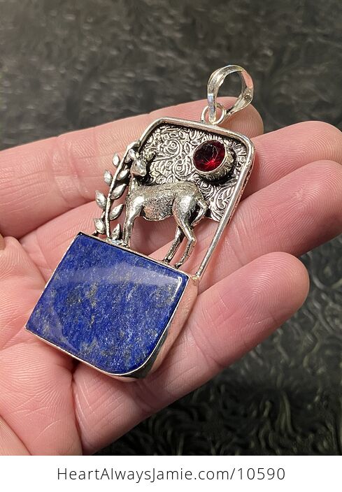 Lapis Lazuli Crystal Stone Deer Jewelry Pendant - #VqzmvnjRdVM-4