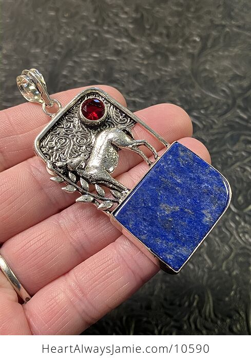Lapis Lazuli Crystal Stone Deer Jewelry Pendant - #VqzmvnjRdVM-3