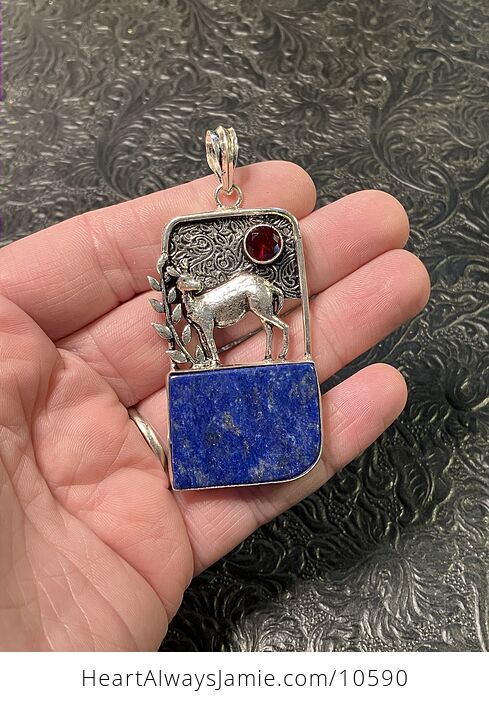 Lapis Lazuli Crystal Stone Deer Jewelry Pendant - #VqzmvnjRdVM-2