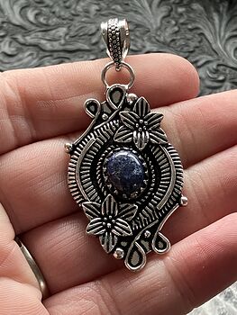 Lapis Lazuli Gemstone Crystal Jewelry Floral Pendant #zC9pwRa0FWw