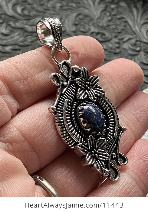 Lapis Lazuli Gemstone Crystal Jewelry Floral Pendant - #zC9pwRa0FWw-2