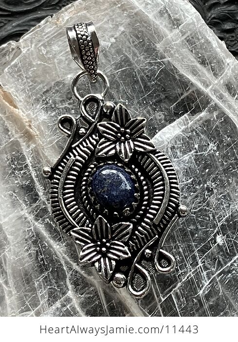 Lapis Lazuli Gemstone Crystal Jewelry Floral Pendant - #zC9pwRa0FWw-6