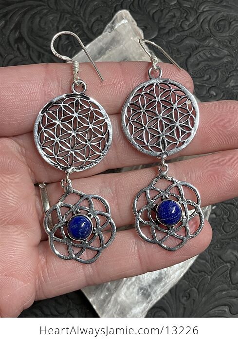 Lapis Lazuli Seed of Life Sacred Geometry Earrings Stone Crystal Jewelry - #DOOnKKqmSR8-2