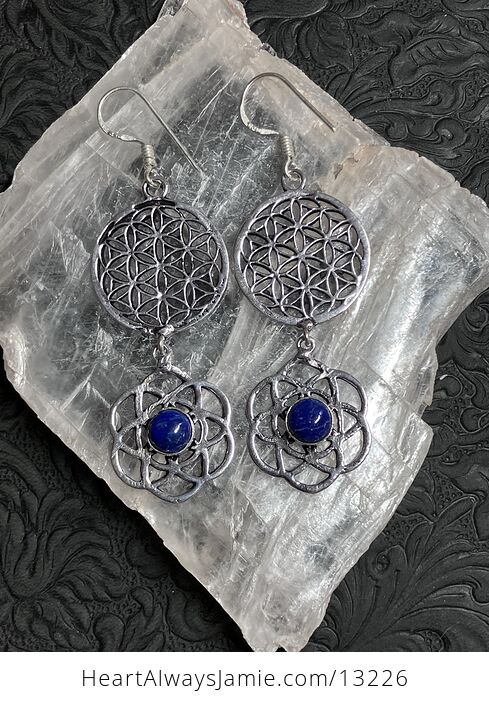 Lapis Lazuli Seed of Life Sacred Geometry Earrings Stone Crystal Jewelry - #DOOnKKqmSR8-4