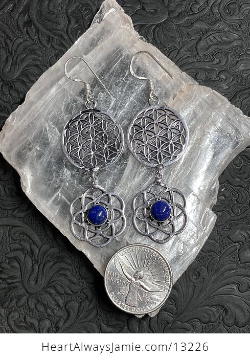 Lapis Lazuli Seed of Life Sacred Geometry Earrings Stone Crystal Jewelry - #DOOnKKqmSR8-5