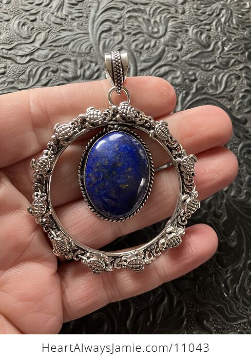 Lapis Lazuli Turtle Crystal Stone Jewelry Pendant - #J5T6SmFKBGQ-2