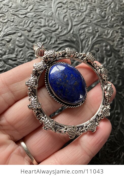 Lapis Lazuli Turtle Crystal Stone Jewelry Pendant - #J5T6SmFKBGQ-4