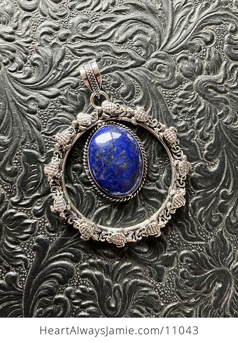 Lapis Lazuli Turtle Crystal Stone Jewelry Pendant - #J5T6SmFKBGQ-1