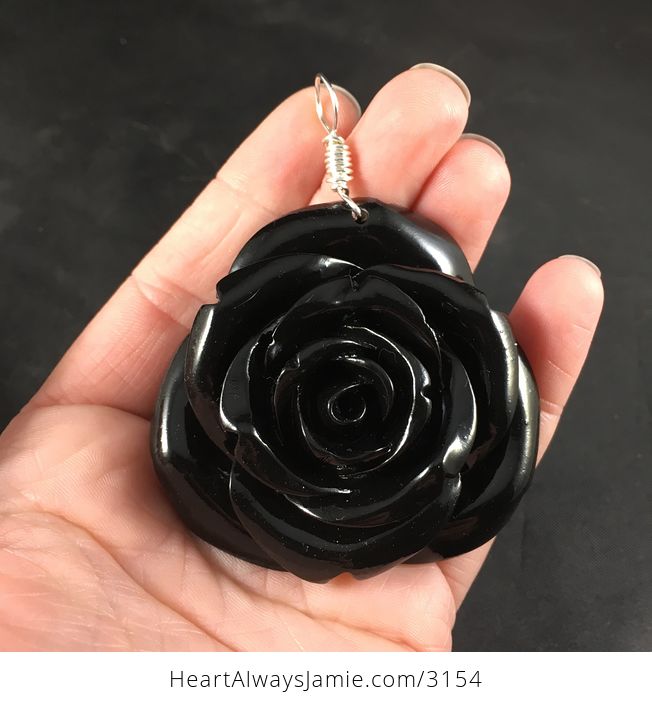 Large Black Rose Pendant Pendant - #JPSYxAsjw7M-1
