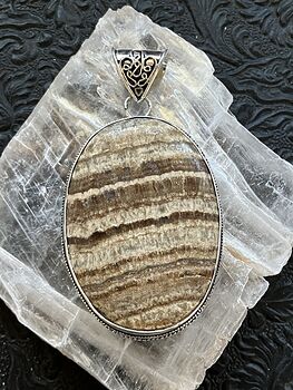 Large Brown Aragonite Tufa Gemstone Stone Tchazar Crystal Pendant #ubptfy9w1zo