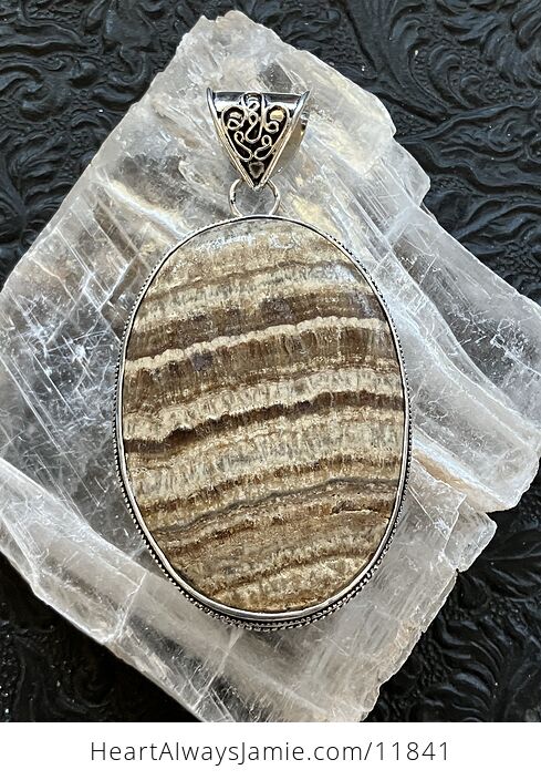 Large Brown Aragonite Tufa Gemstone Stone Tchazar Crystal Pendant - #ubptfy9w1zo-1