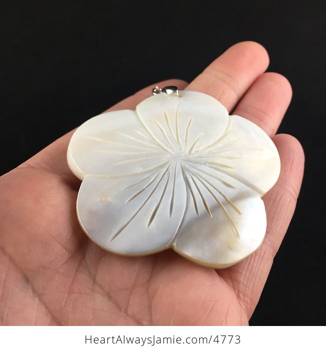 Large Carved Flower Shell Pendant - #O7gUTFt2pGo-2