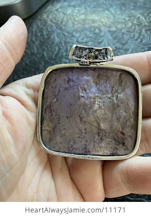 Large Charoite Crystal Stone Jewelry Pendant - #bqEeW40WbRk-2
