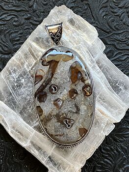 Large Coffee Bean Jasper Stone Crystal Jewelry Pendant #GOb012Ka4T0