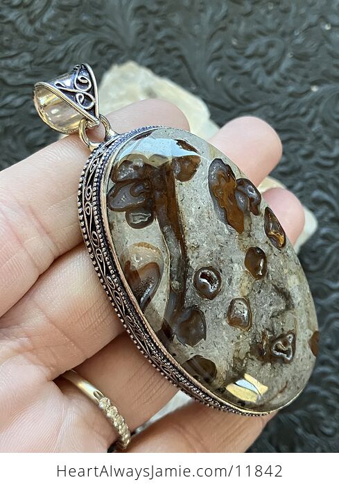 Large Coffee Bean Jasper Stone Crystal Jewelry Pendant - #GOb012Ka4T0-3