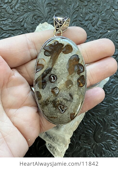 Large Coffee Bean Jasper Stone Crystal Jewelry Pendant - #GOb012Ka4T0-2