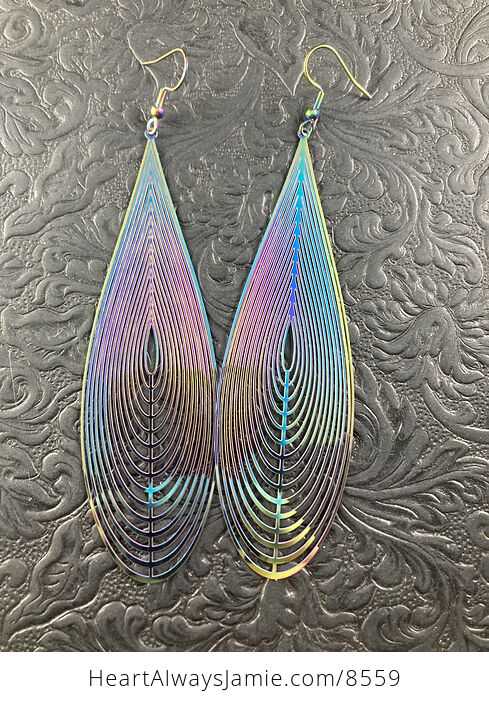 Large Colorful Chameleon Metal Drop Earrings - #HDvQsxXB4Z4-2