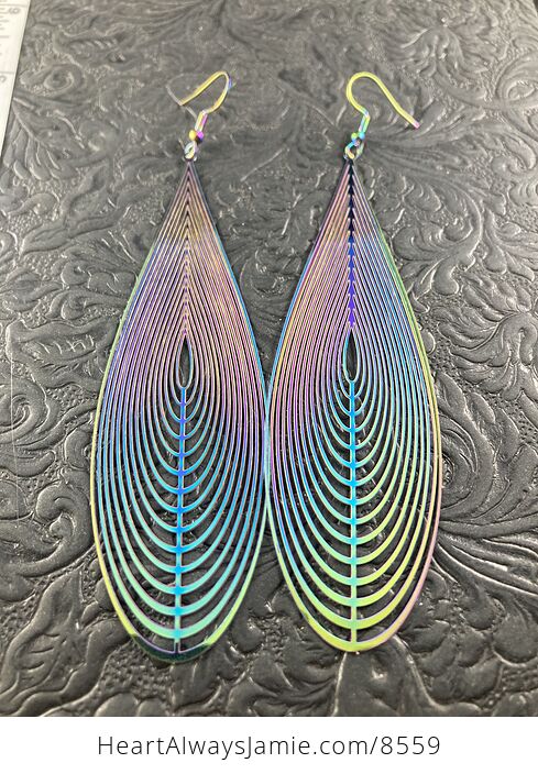 Large Colorful Chameleon Metal Drop Earrings - #HDvQsxXB4Z4-1