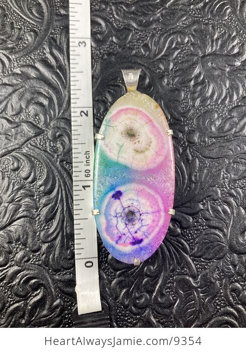 Large Colorful Rainbow Solar Agate Crystal Stone Jewelry Pendant - #mWikNXtqfHE-1