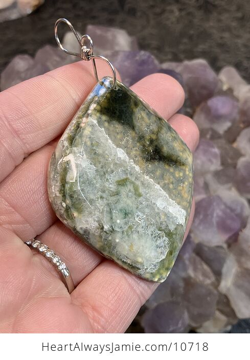 Large Druzy Ocean Jasper Stone Jewelry Pendant - #EX0aKBpTjxI-4