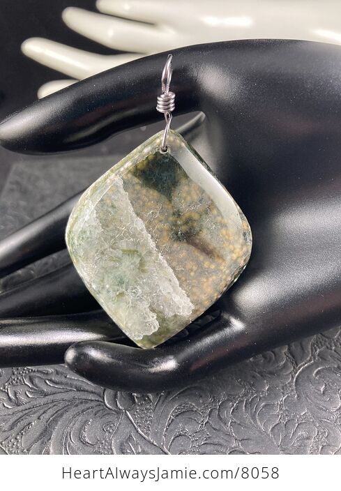 Large Druzy Ocean Jasper Stone Jewelry Pendant - #mdu9qvbCMqE-3