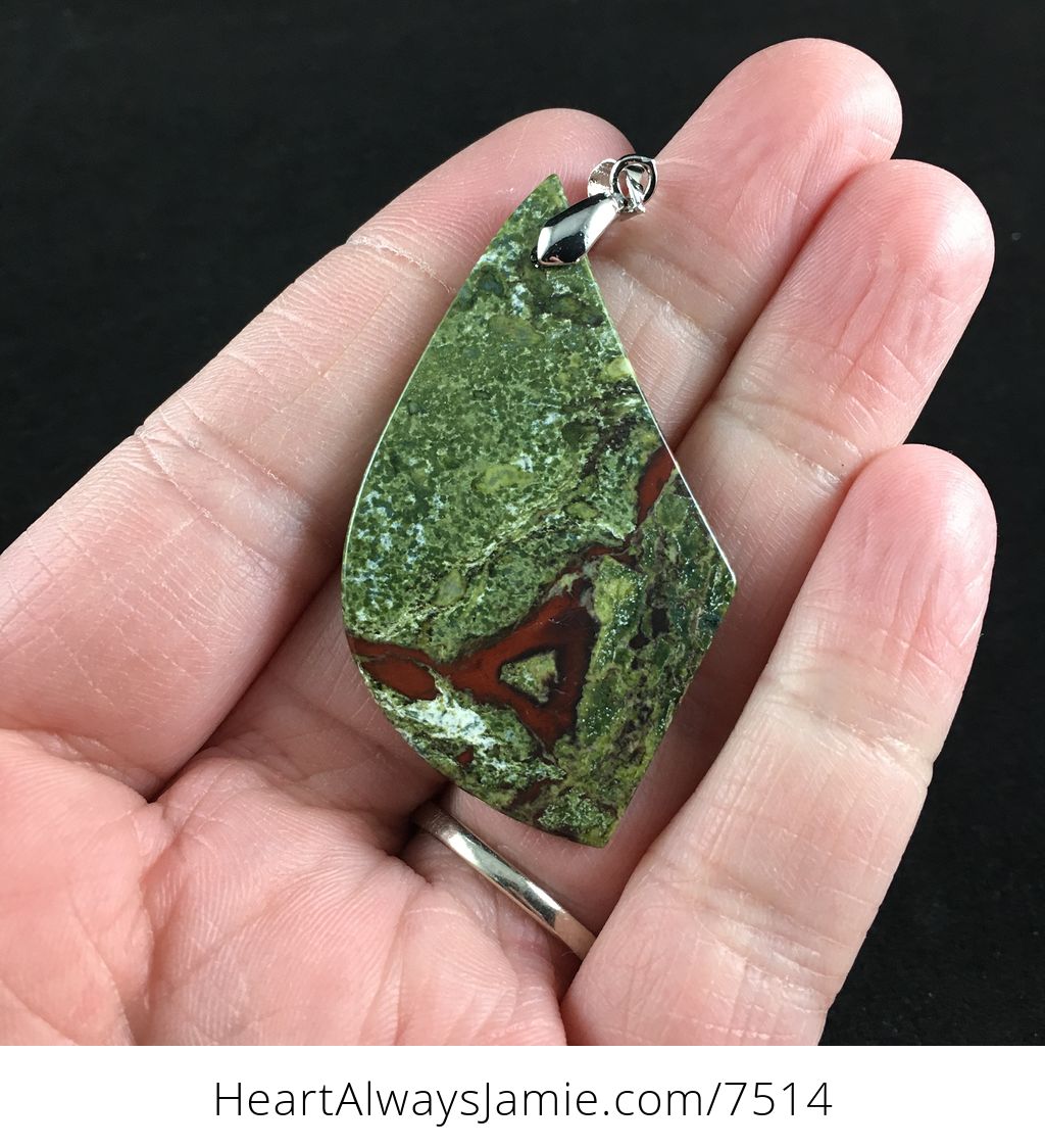 Large Green and Red African Bloodstone Jewelry Pendant #Tbh3RB9DmNo