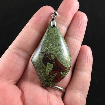 Large Green and Red African Bloodstone Jewelry Pendant #Tbh3RB9DmNo