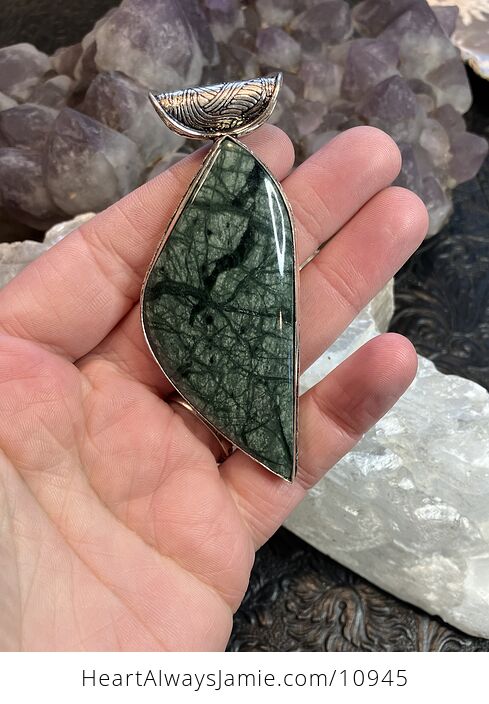 Large Green Jasper Stone Jewelry Crystal Pendant - #0K9fq6SeMHc-1