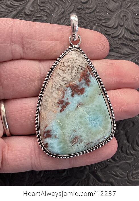 Large Natural Beige Green Blue and Red Larimar Stone Jewelry Crystal Pendant - #D8dhM7HLnLM-1