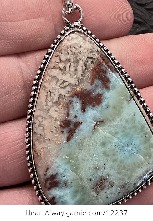 Large Natural Beige Green Blue and Red Larimar Stone Jewelry Crystal Pendant - #D8dhM7HLnLM-7