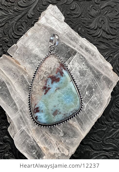 Large Natural Beige Green Blue and Red Larimar Stone Jewelry Crystal Pendant - #D8dhM7HLnLM-2